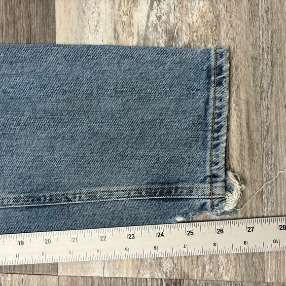 Agolde Nico Blue Womens 28 High Rise Slim Straight Distressed Button Fly Jeans - Picture 7 of 12